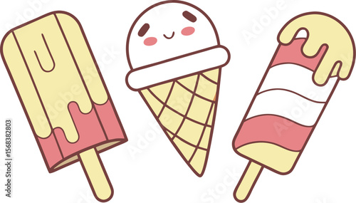 Here's a single sentence to describe an image featuring chocolate ice cream, an ice cream set, and an ice cream cone, using relevant keywords:

Delicious chocolate ice cream cones with a sweet dessert