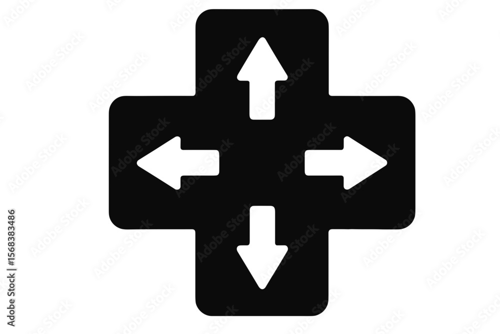 Minimal D-Pad Controller Icon for Directional Gaming Input Minimal D-Pad Controller Icon for Directional Gaming Input
