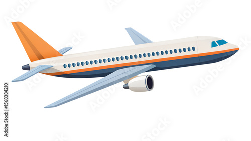 Cartoon Airplane Illustration with Orange Tail on Transparent Background airplane