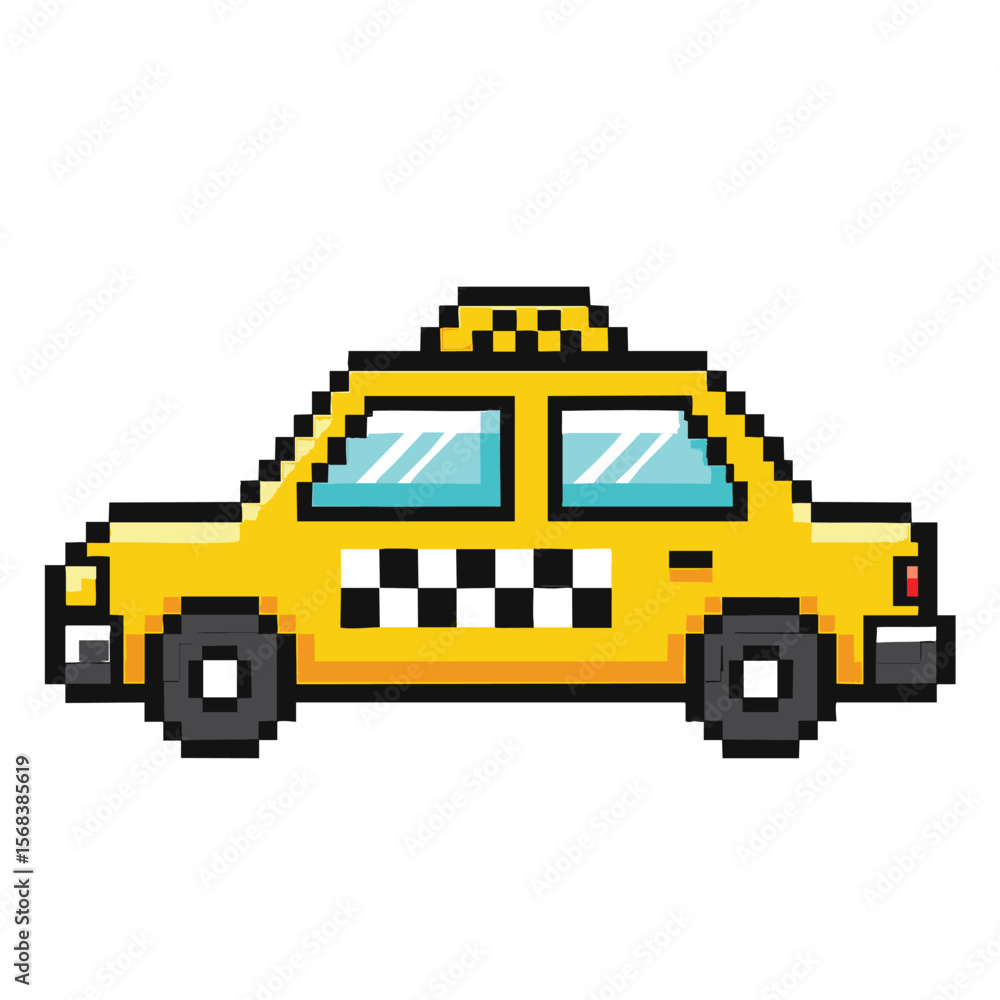 Fototapeta premium Pixel Art Taxi: New York Yellow Cab Illustration