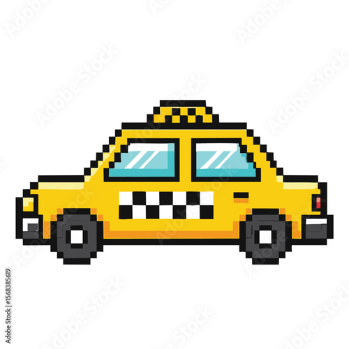 Pixel Art Taxi: New York Yellow Cab Illustration