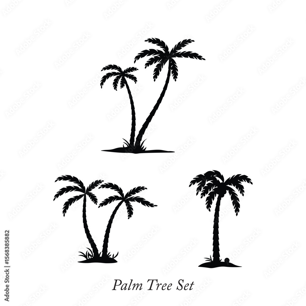 Fototapeta premium Palm tree silhouette set