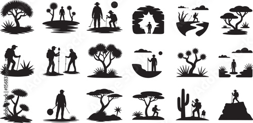 Hikers exploring diverse natural landscapes and terrains hiking trekking