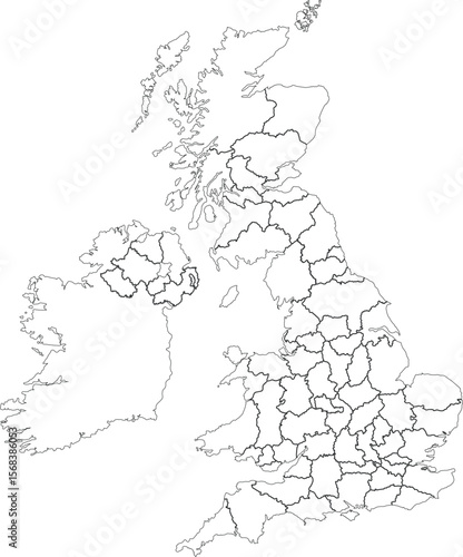 Outline Map of United Kingdom with Provincial Borders