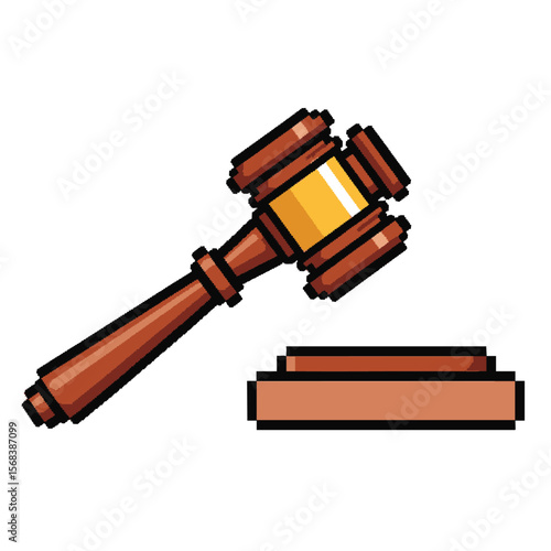 Pixel Art Gavel: Justice, Law, and Auction Symbol
