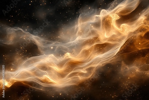 Abstract golden nebula space background