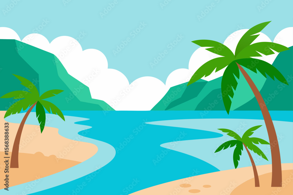Obraz premium tropical beach with palm trees