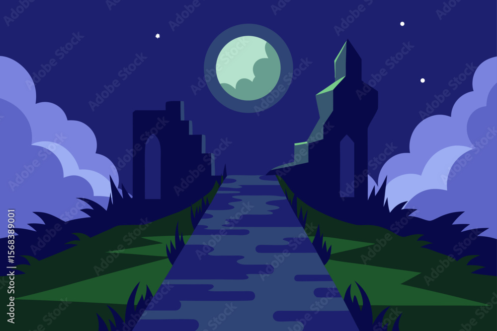 Naklejka premium night city landscape