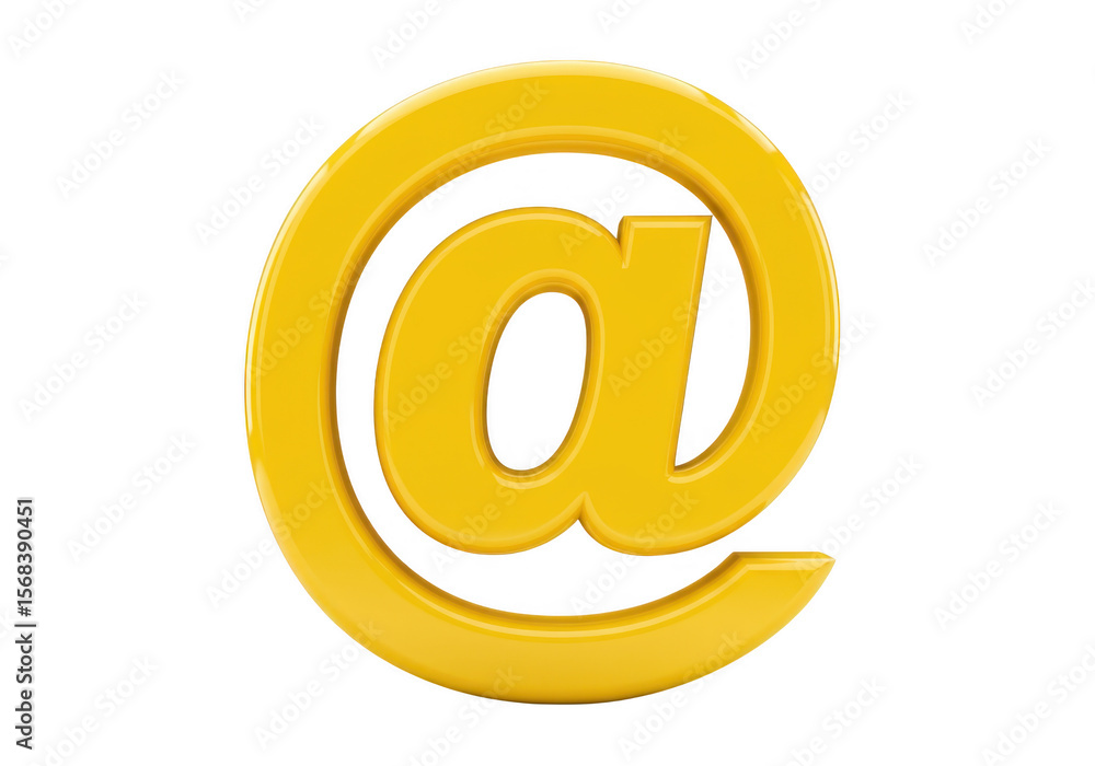 Yellow at symbol isolated on transparent background Yellow at symbol isolated on transparent background