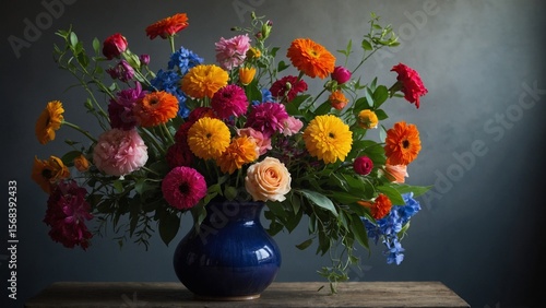 Beautiful, vivid, colorful mixed flower bouquet 