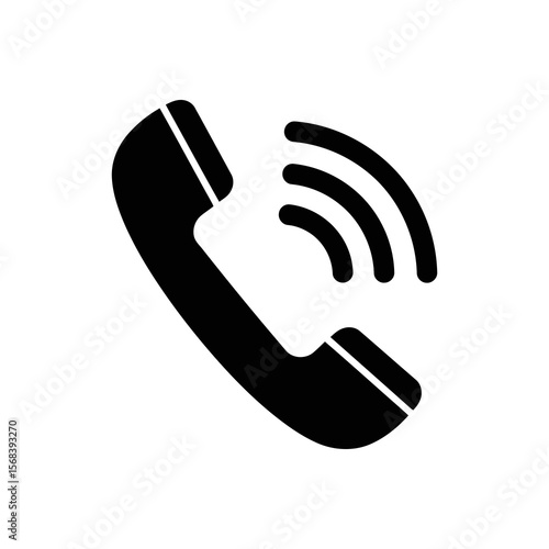 Vector art of a vintage telephone handset with sound waves isolated on white background