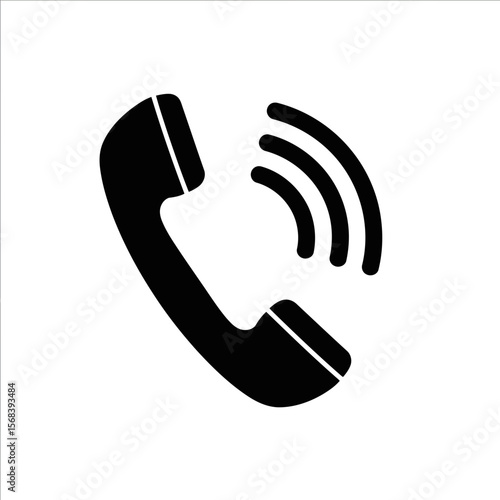 Vector art of telephone receiver with sound waves, isolated on white background