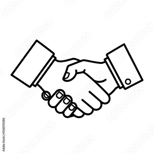 Vector art of a handshake icon representing a business agreement, isolated on white background
