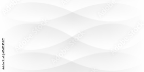 white abstract background, wave pattern with gray lines vector. Light grey geometric curved design, modern gradient graphic. Elegant clean paper soft wavy shape, 3d bright wallpaper shadow texture