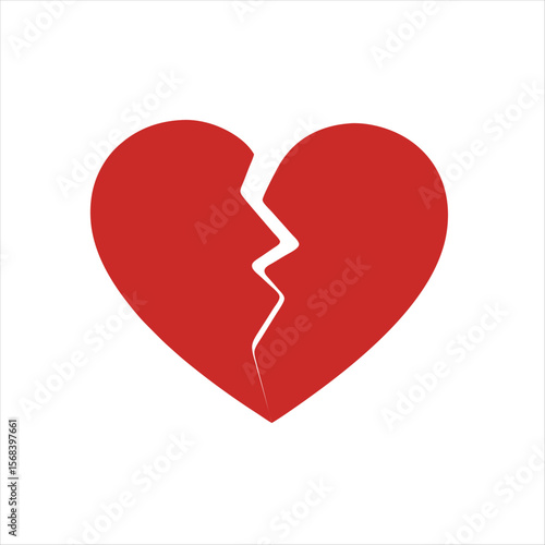 vector  Broken Heart with Red color , ai generator