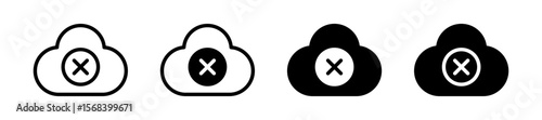 Cloud with cross mark symbol representing error failure access denied rejection data issue cloud storage problem disconnection alert warning digital service interruption