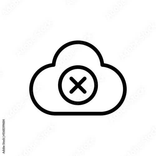 Cloud with cross mark symbol representing error failure access denied rejection data issue cloud storage problem disconnection alert warning digital service interruption