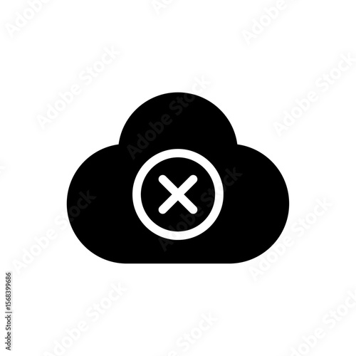 Cloud with cross mark symbol representing error failure access denied rejection data issue cloud storage problem disconnection alert warning digital service interruption