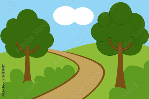 Idyllic Countryside Scene With Grassy Hills Nar