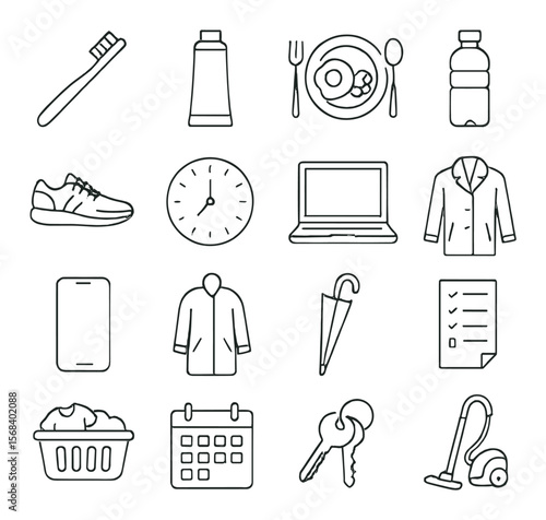 Daily essentials icon collection, simple and useful design elements for everyday needs