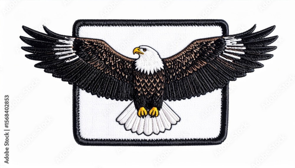 Fototapeta premium American Bald Eagle Patch: Detailed Brown and Black Bird Illustration