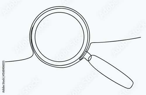 one line drawing magnifying glass sketch, one continuous line illustration of magnifying glass, continuous line drawing of magnifying glass lens 