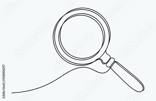 one line drawing magnifying glass sketch, one continuous line illustration of magnifying glass, continuous line drawing of magnifying glass lens 
