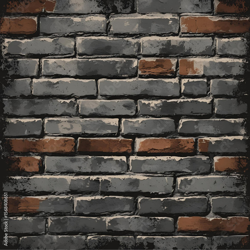 Rustic Brick Wall Texture: Dark Grey and Red Brick Background
