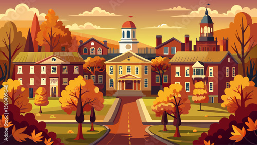 Brown University, perched in Providence, features charming colonial buildings and tree-lined avenues glowing in warm fall tones.