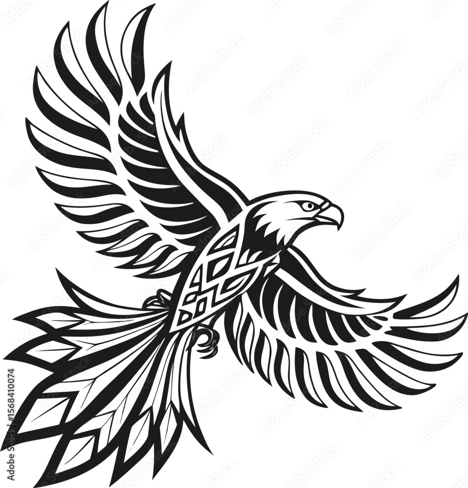 Fototapeta premium Eagle Logo Style Vector Art Silhouette Illustration