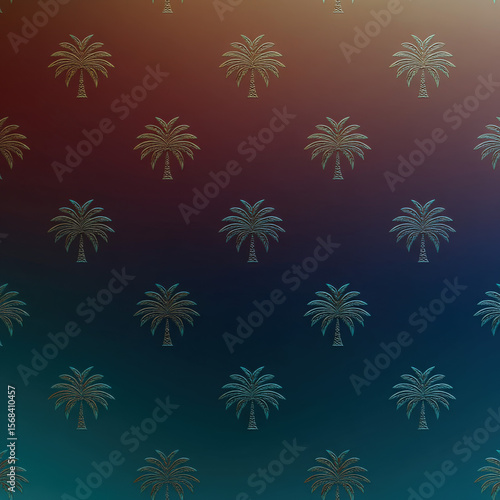 Minimal Seamless Pattern of Palm Tree Outlines in Elegant Design