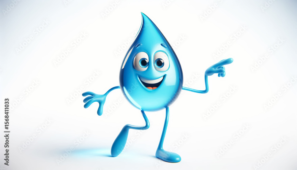 Fototapeta premium Illustration of a 3D cute clumsy water drop cartoon 