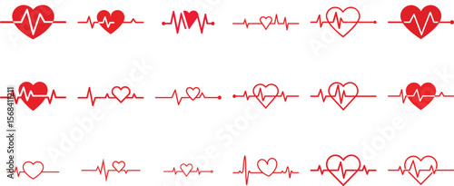 Heart pulse. Red and white colors. Heartbeat lone. Beautiful healthcare, medical background. Modern simple design Icon vector illustration.