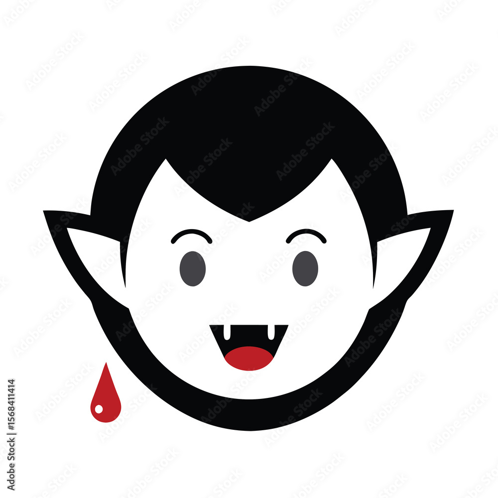 Cute Vampire Emoji with Blood Drip for Halloween Designs Cute Vampire Emoji with Blood Drip for Halloween Designs