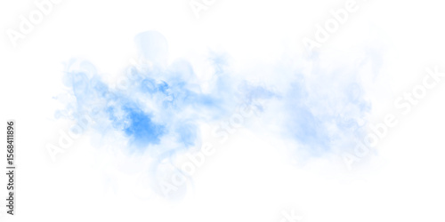 Airy cloud of blue smoke with soft swirls and watercolor texture on white background png. Universal element for cosmetics, wellness, banners, creative and modern illustrations.