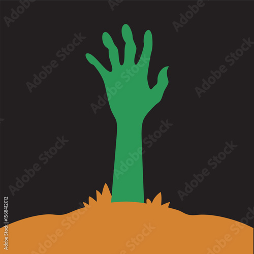 Monster Hand Rising From Ground Silhouette