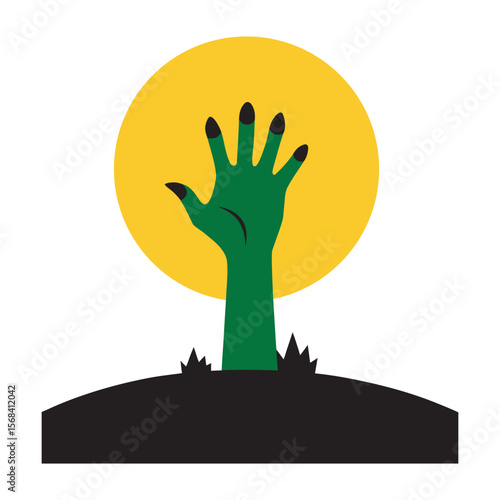 Monster Hand Rising From Ground Silhouette Art