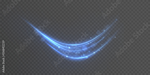 Shiny bright purple glowing curved line with magical light effect. Glow effect for game interface design on black background.	