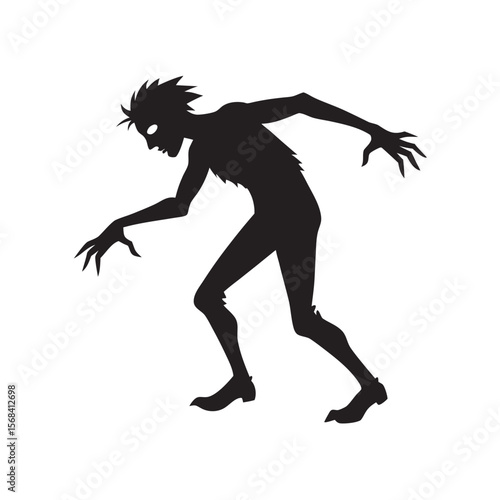 Zombie Walking With Torn Clothes Silhouette