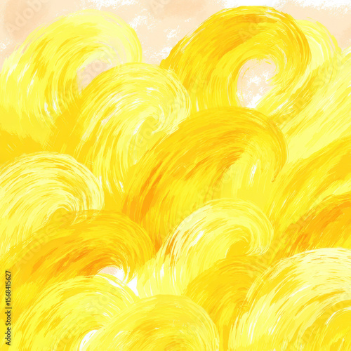 Pastel Yellow Waves Watercolor Seamless Pattern for Backgrounds