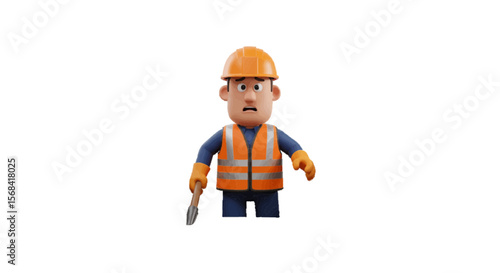 orange man with helmet
