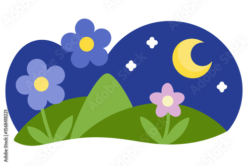Calm Countryside Night Twinkling Stars Above