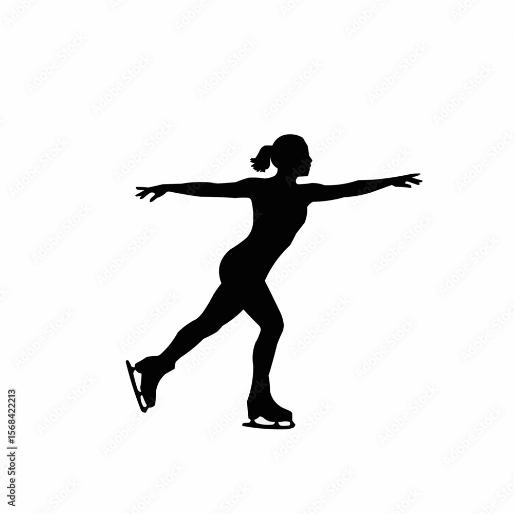 Silhouette of a female figure skater performing an elegant pose Silhouette of a female figure skater performing an elegant pose