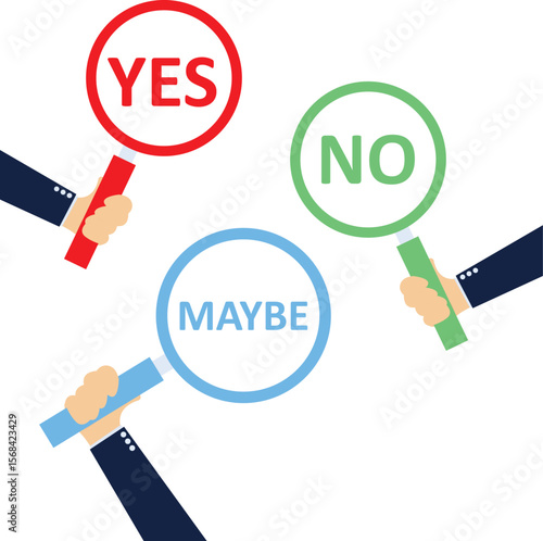 Hands Holding Yes, No and Maybe Signs Vector cartoon Illustration stock illustration

