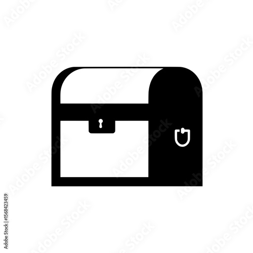 Hidden Riches: A silhouette of a treasure chest, its curved lid and classic keyhole hinting at the untold treasures concealed within, perfect for evoking mystery and anticipation.