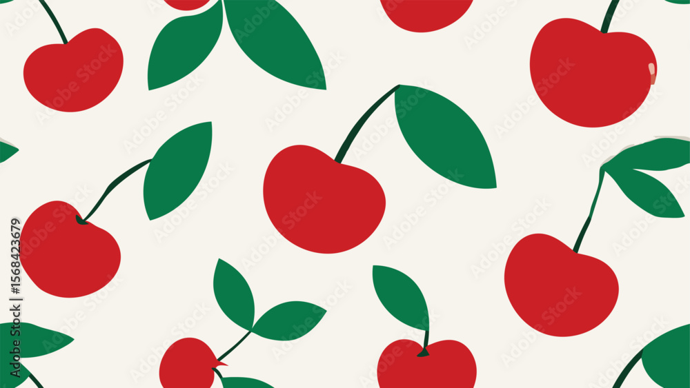 A Simple Cherry Repeat with a Minimalist Seamless Pattern of Small Red Cherries A Simple Cherry Repeat with a Minimalist Seamless Pattern of Small Red Cherries