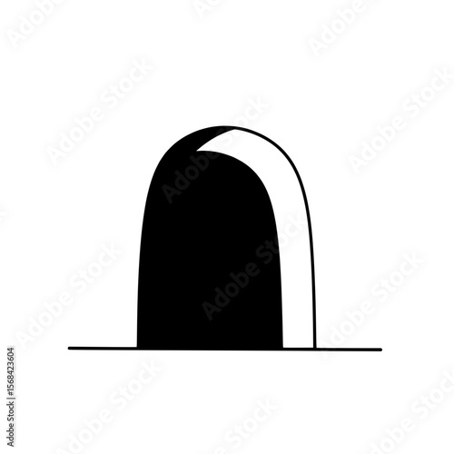 Simple Dark Doorway Illustration: A minimalist, high-contrast graphic of a doorway, rendered in bold black and white, suggesting entry, transition, and mystery.
