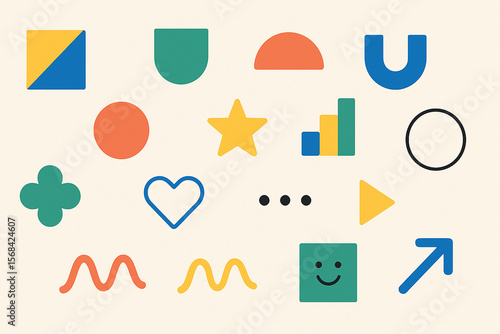 Geometric Shapes And Icons colorful abstract