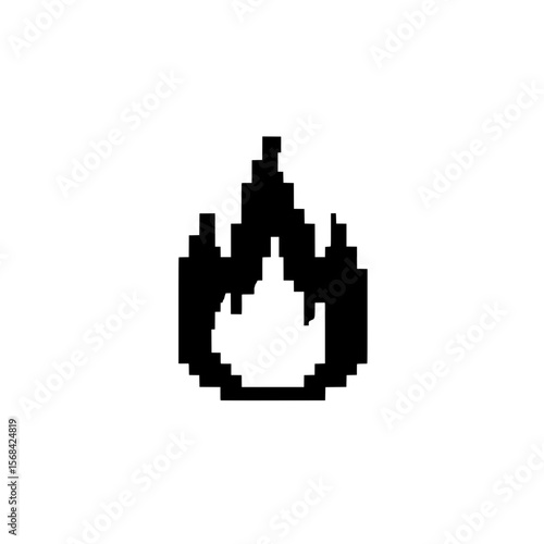 Pixel Flame: A minimalist pixel art representation of a blazing flame, capturing the raw energy and destructive potential of fire.