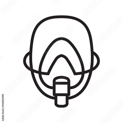 Black Line Art Diving Mask Icon Illustration scuba mask
